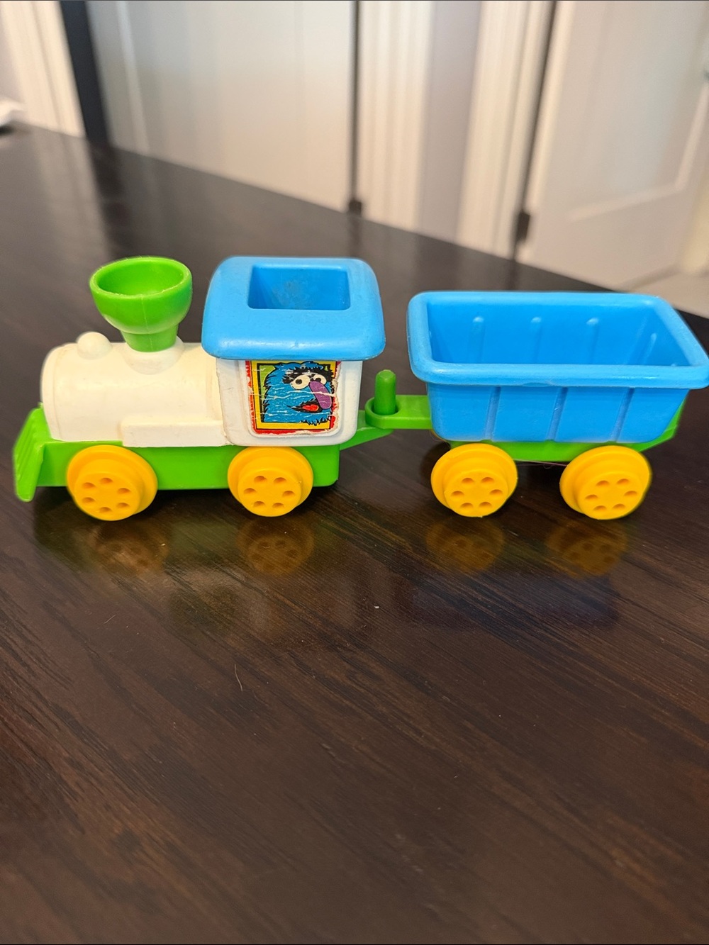 Sesame Street Colorful Green & Blue Kids Toy Train - Classic Pull-Along Engine
